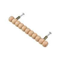 Natural wood beaded bar pull, angled view