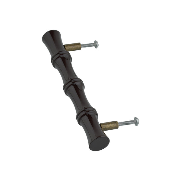 Black Bamboo-Style Turned Wood Bar Pull – Long Painted Cabinet Handle
