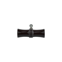 Black bamboo-style turned wood cabinet knob, side view