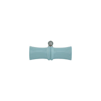Powder blue bamboo-style turned wood cabinet knob, side view