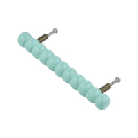 Compact turquoise beaded bar pull with mounting bolts