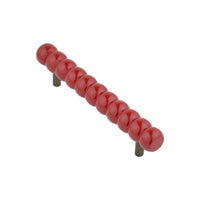 Cherry red beaded bar pull, angled view