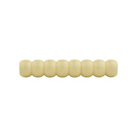 Compact ivory cream beaded turned wood bar pull, side view
