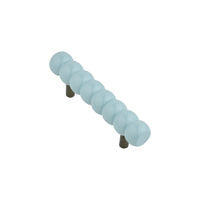 Compact powder blue beaded bar pull, angled view