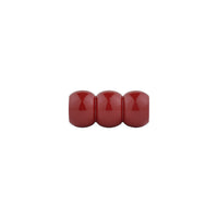 Cherry red beaded turned wood cabinet knob, side view