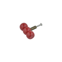 Cherry red beaded knob with mounting bolt