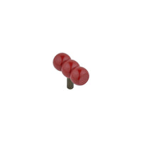 Cherry red beaded knob, angled view