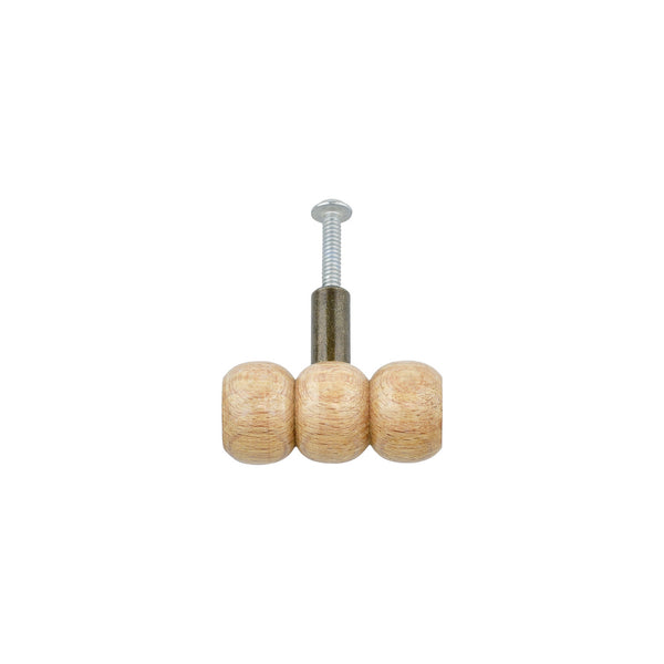 Natural Wood Beaded Cabinet Knob – Turned Beech Drawer Knob