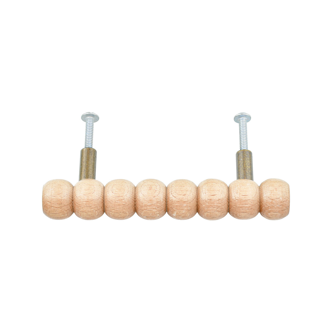 Natural Wood Beaded Bar Pull – Compact Turned Beech Cabinet Handle