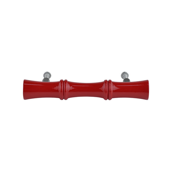 Cherry Red Bamboo-Style Turned Wood Bar Pull – Painted Cabinet Handle