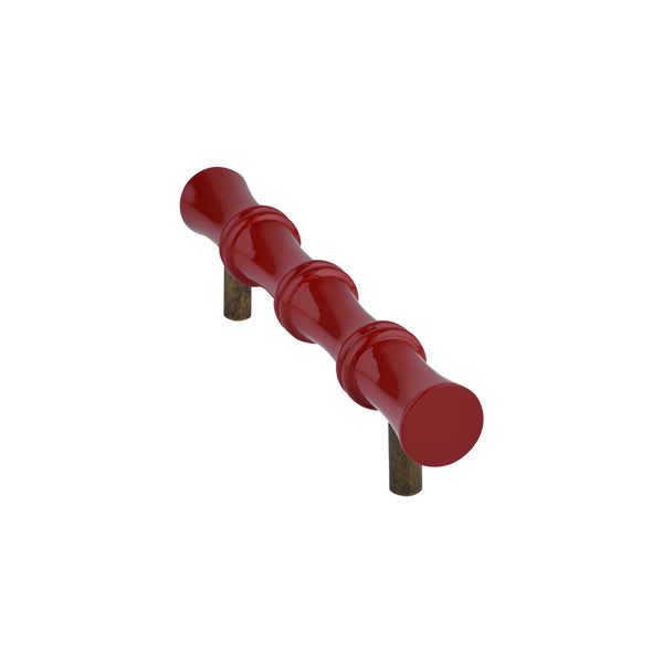 Cherry Red Bamboo-Style Turned Wood Bar Pull – Long Painted Cabinet Handle
