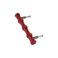 Cherry Red Bamboo-Style Turned Wood Bar Pull – Long Painted Cabinet Handle