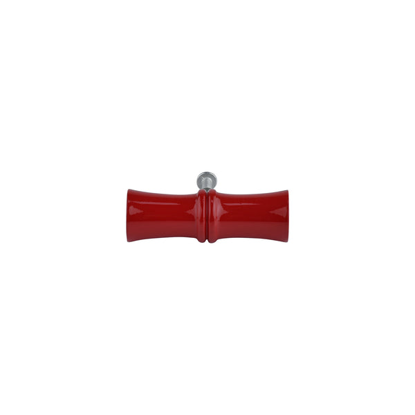 Cherry Red Bamboo-Style Turned Wood Bar Pull – Compact Painted Cabinet Handle