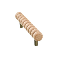 Natural wood beaded bar pull, detail view
