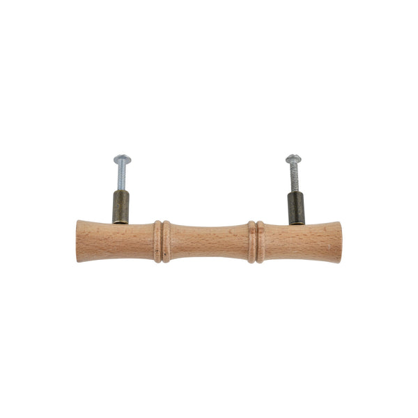 Bamboo-Style Turned Wood Bar Handle – Natural Beech Cabinet Pull