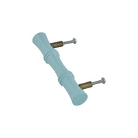 Powder blue bamboo-style bar pull with mounting bolts