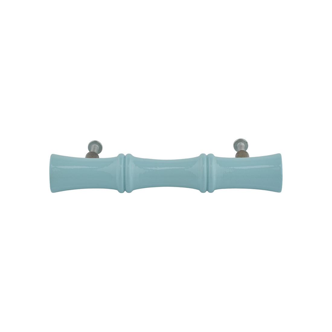 Powder Blue Bamboo-Style Turned Wood Bar Pull – Painted Cabinet Handle