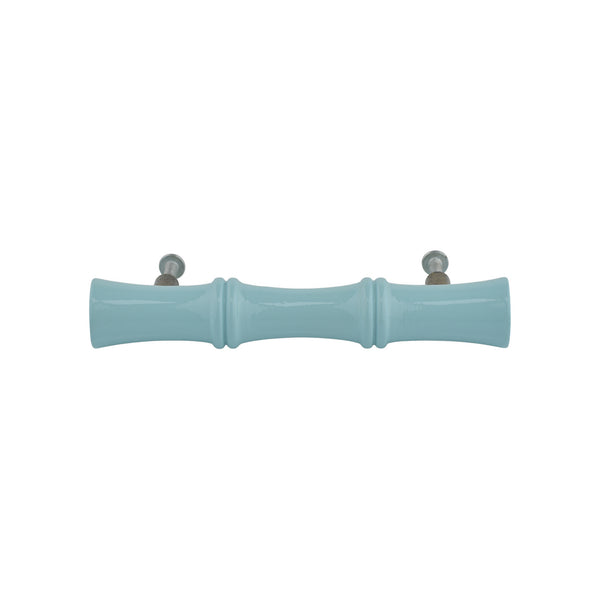 Powder Blue Bamboo-Style Turned Wood Bar Pull – Painted Cabinet Handle