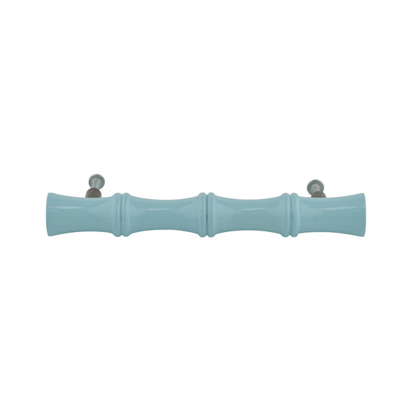 Powder Blue Bamboo-Style Turned Wood Bar Pull – Painted Cabinet Handle