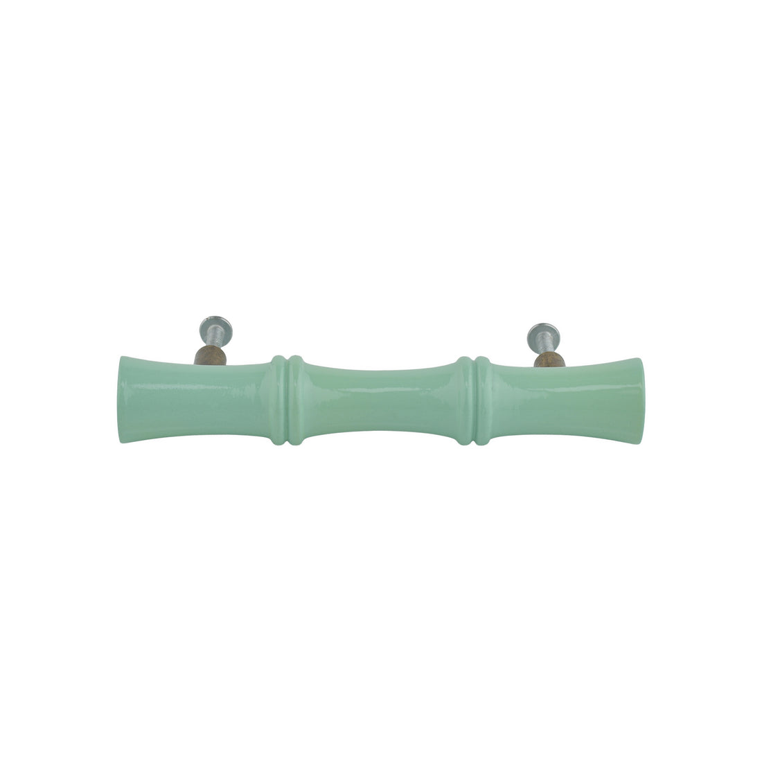 Mint Green Bamboo-Style Turned Wood Bar Pull – Painted Cabinet Handle