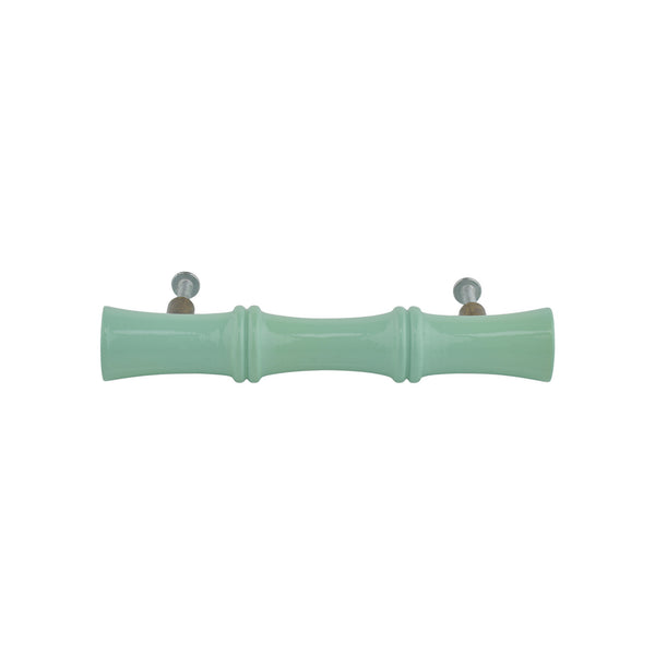 Mint Green Bamboo-Style Turned Wood Bar Pull – Painted Cabinet Handle