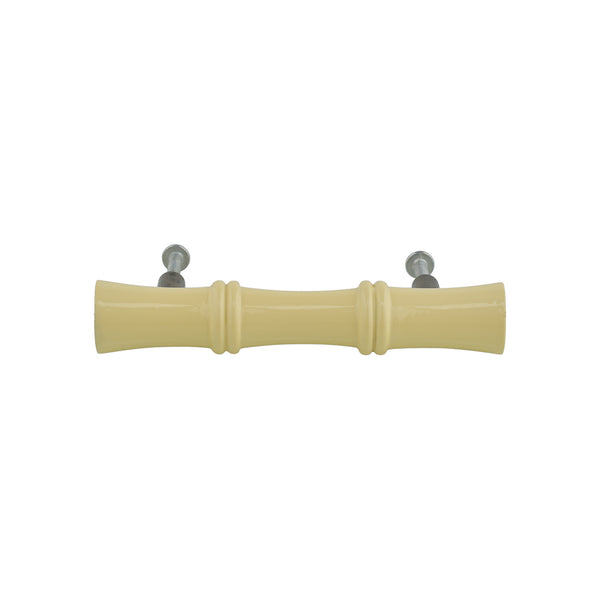 Ivory Cream Bamboo-Style Turned Wood Bar Pull – Painted Cabinet Handle