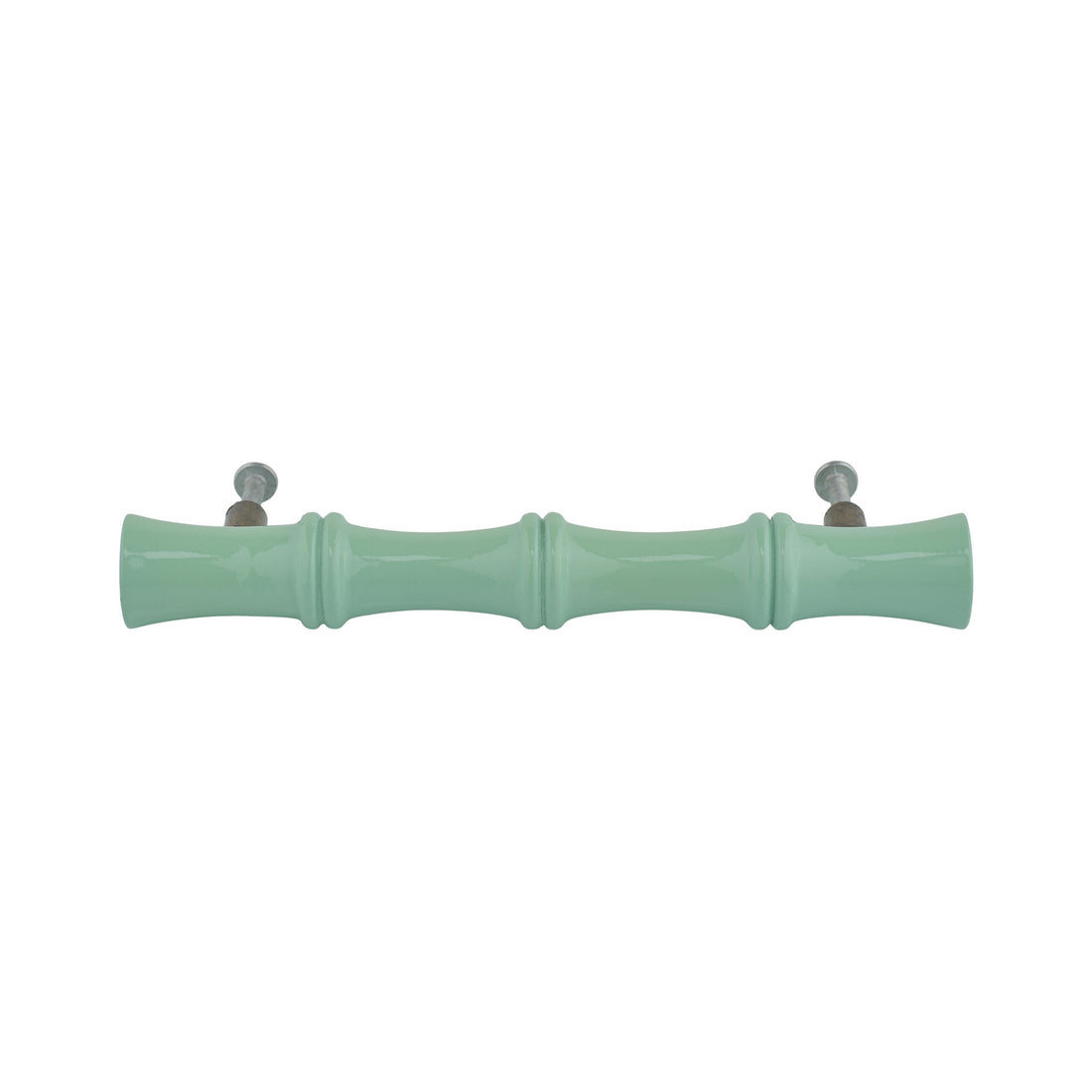 Sage Green Bamboo-Style Turned Wood Bar Pull – Long Painted Cabinet Handle