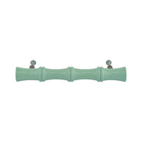 Sage green bamboo-style turned wood bar pull, side view