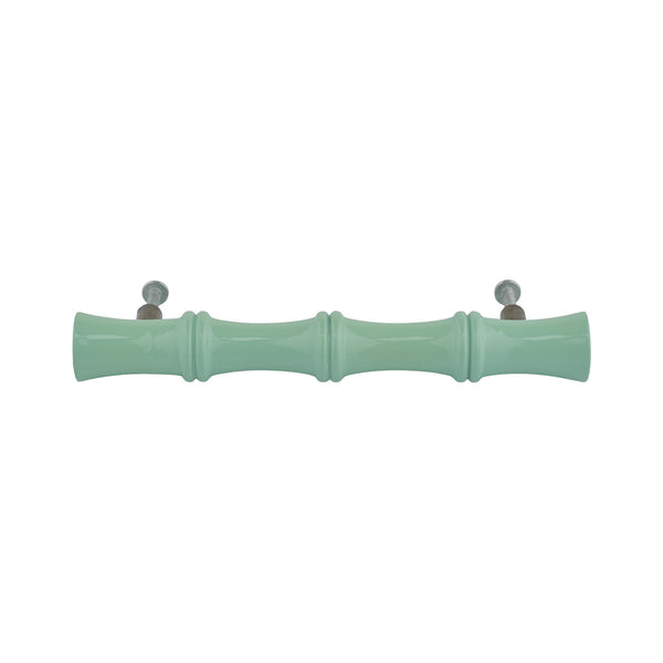 Sage Green Bamboo-Style Turned Wood Bar Pull – Long Painted Cabinet Handle