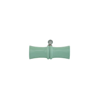 Mint green bamboo-style turned wood cabinet knob, side view