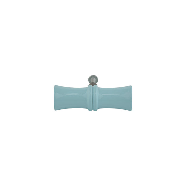 Powder Blue Bamboo-Style Turned Wood Cabinet Knob – Painted Drawer Knob