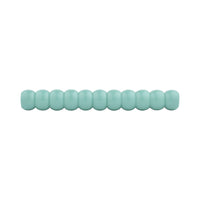 Compact turquoise beaded turned wood bar pull, side view