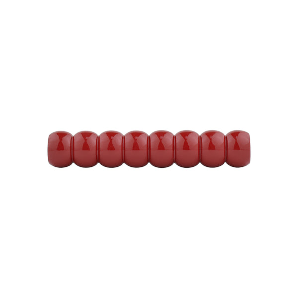 Cherry Red Beaded Turned Wood Bar Pull – Compact Painted Cabinet Handle