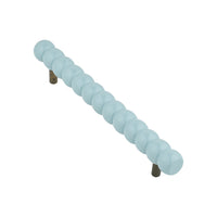 Powder blue beaded bar pull, angled view