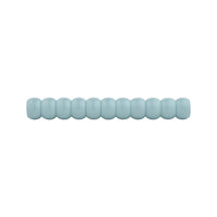 Long powder blue beaded turned wood bar pull, side view