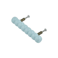Compact powder blue beaded bar pull with mounting bolts