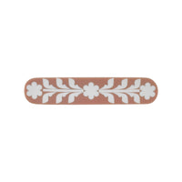 Pink and white floral resin cabinet knob on mango wood, approx 40 mm diameter