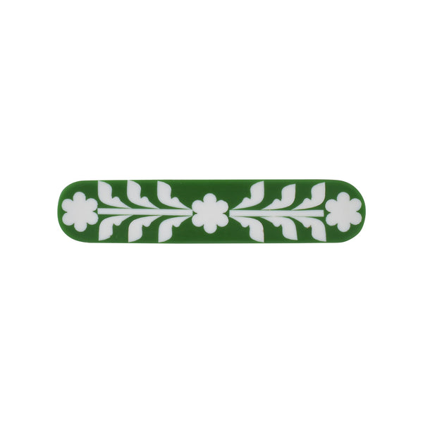 Green & White Floral Resin Cabinet Pull – Oval Bohemian Drawer Handle