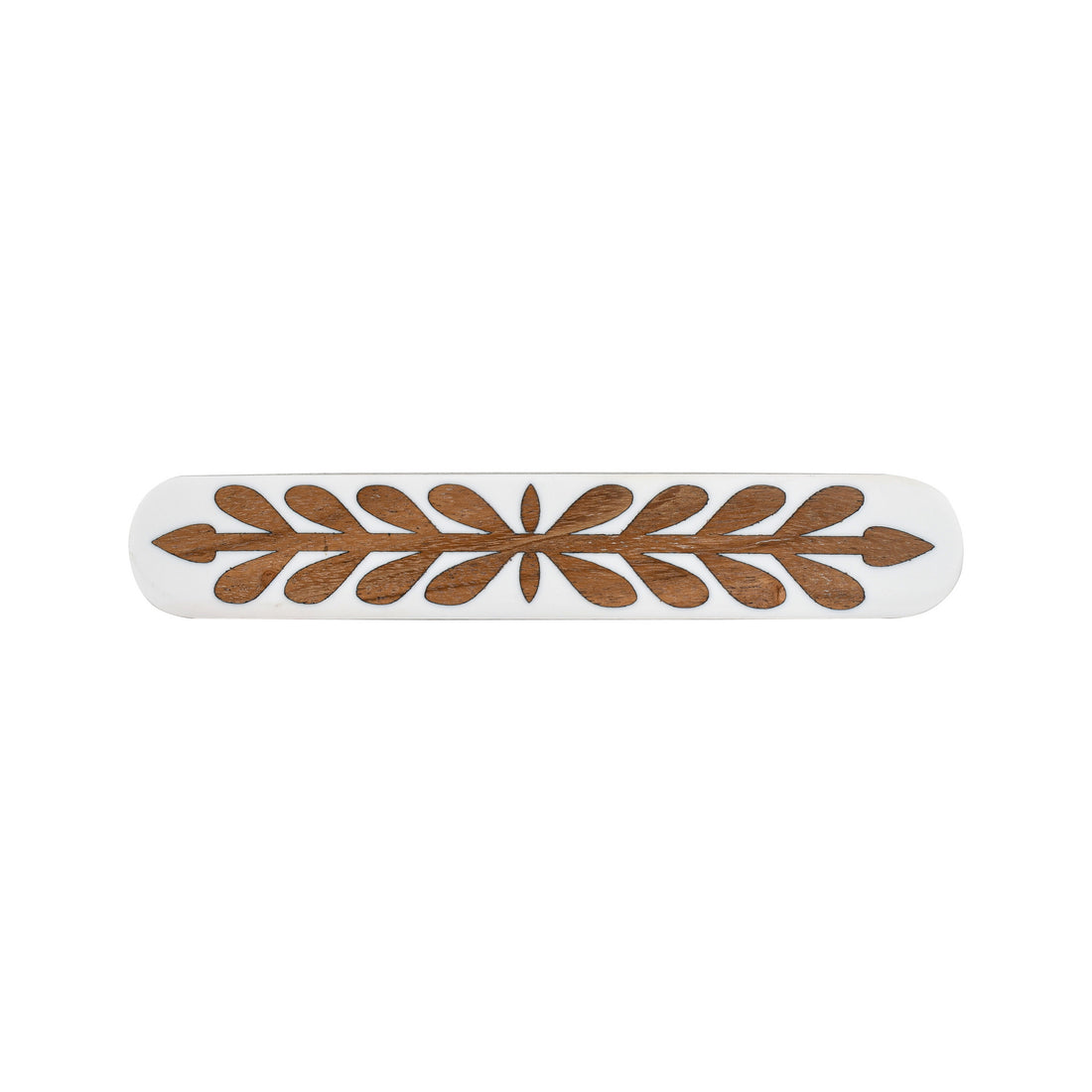 White & Natural Wood Leaf-Inlay Bar Pull – Boho Cabinet Handle