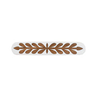 White and natural wood leaf-inlay cabinet pull