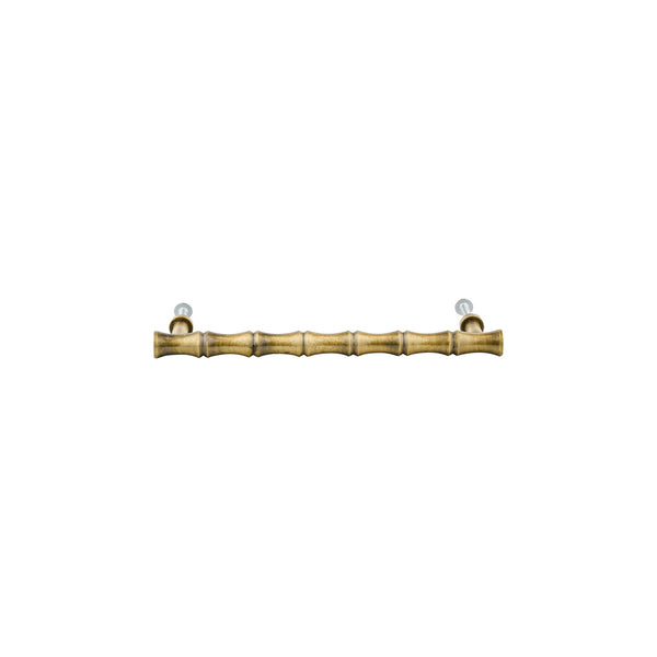 Antique Brass Bamboo-Style Bar Pull – Compact Cabinet Handle