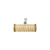 Woven rattan cane cabinet knob with brass trim