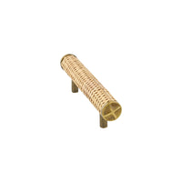 Woven rattan cane knob with brass cap