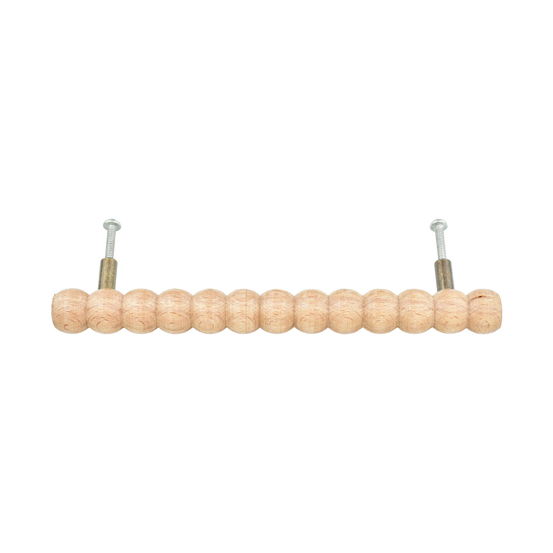 Natural Wood Beaded Bar Pull – Long Turned Beech Cabinet Handle