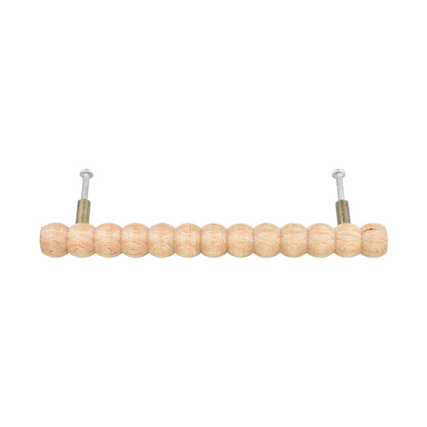 Natural Wood Beaded Bar Pull – Long Turned Beech Cabinet Handle