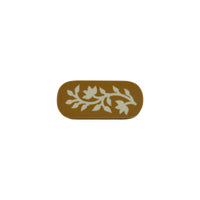 Caramel & Ivory floral inlay oval cabinet knob – front view