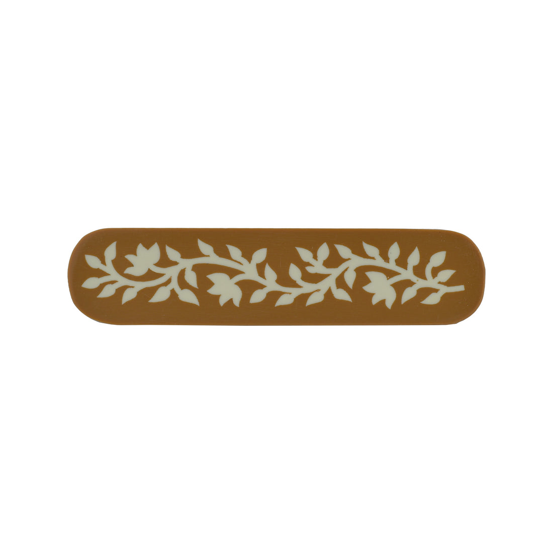 Caramel & Ivory Floral Inlay Cabinet Pull – Resin & Wood Drawer Handle