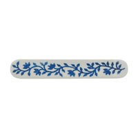 White & Blue floral inlay long cabinet pull – front view