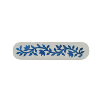 White & Blue floral inlay cabinet pull – front view