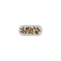 White & Brown floral inlay oval cabinet knob – front view
